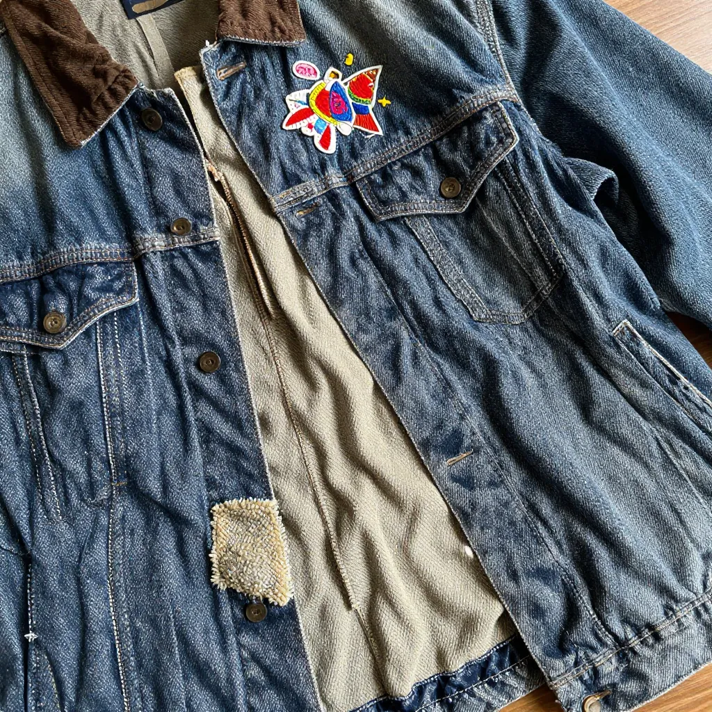 Detailed view of vintage garment seam construction